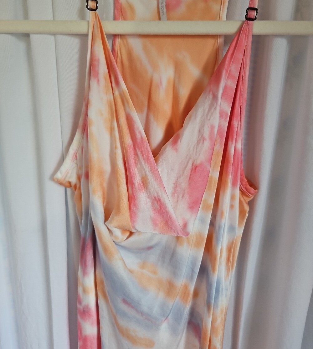 Young Fabulous & Broke YFB Tie Dye Silk Blend Cowl Neck Slip Maxi Dress S - Picture 4 of 11